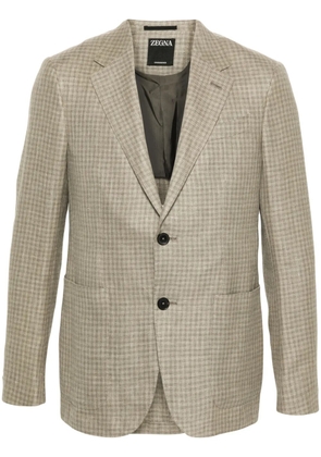 Zegna gingham single-breasted blazer - Neutrals