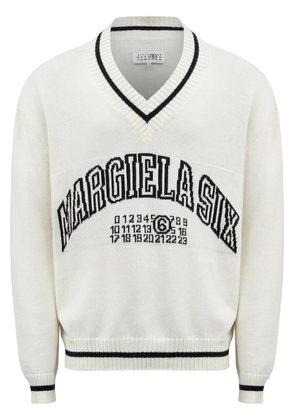 MM6 Maison Margiela numbers-motif jumper - White