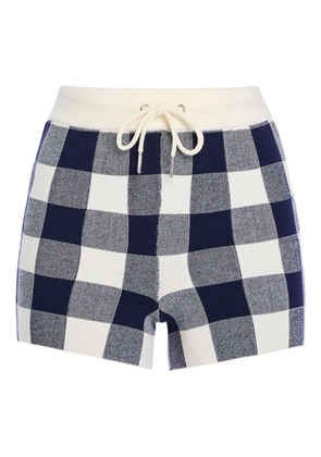 SEROYA Nello gingham-check drawstring shorts - Blue