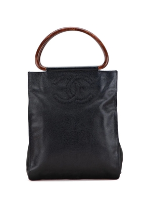 CHANEL Pre-Owned 2000-2002 CC Caviar Wood Top Handle tote bag - Black