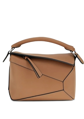 LOEWE mini Puzzle Edge geometric-panel tote bag - Brown