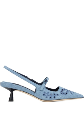 Jimmy Choo Didi embroidered slingback pumps - Blue