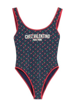 Valentino Garavani Cherryfic-print swimsuit - Blue