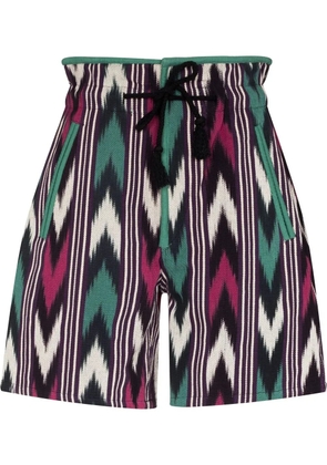 MARANT ÉTOILE zigzag-print high-waisted shorts - Neutrals