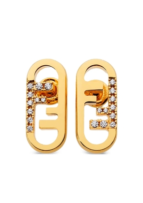 FENDI crystal-embellished metallic earrings - Gold