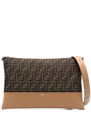 FENDI FF-jacquard clutch bag - Brown