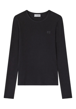 GANNI rib long-sleeve T-shirt - Black