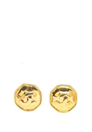 CHANEL Pre-Owned 1995 Gold Plated CC Octagon Clip on Earrings costume earrings