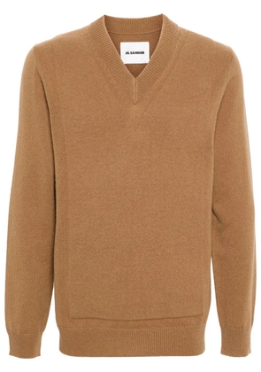 Jil Sander V-neck ribbed-knit jumper - Brown
