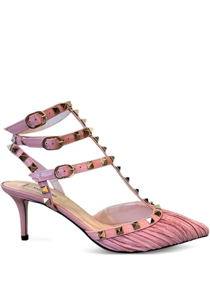 Valentino Garavani 25.5mm Rockstud pleated pumps - Pink