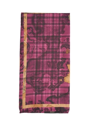 ALVIERO MARTINI 1° CLASSE map-print checked scarf - Purple