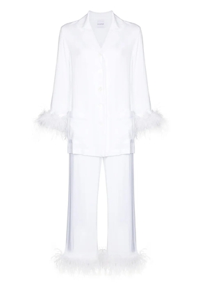 Sleeper feather-trim two-piece pyjama - White