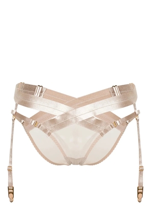 Bordelle Tomoe satin harness brief - Brown