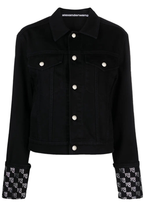 Alexander Wang rhinestone-logo denim jacket - Black
