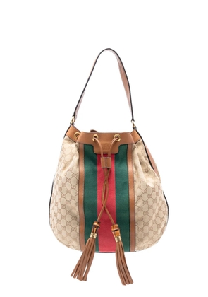 Gucci Pre-Owned 2016-2025 GG Canvas Web Rania Drawstring hobo bag - Brown