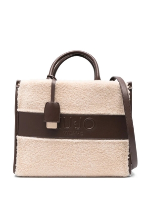 LIU JO shearling-effect tote bag - Neutrals