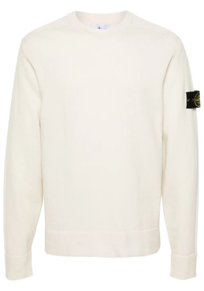 Stone Island Compass-badge wool blend jumper - White