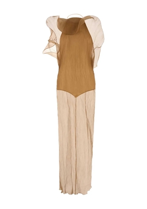 Magda Butrym ruffled crepe maxi dress - Neutrals