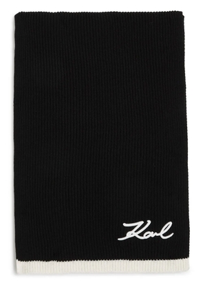 Karl Lagerfeld Signature knitted scarf - Black