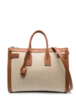 Saint Laurent large Sac De Jour linen tote bag - Neutrals