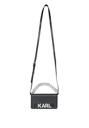 Karl Lagerfeld logo-lettering leather phone case - Black