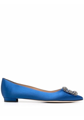 Manolo Blahnik Hangisi buckle-detail ballerina shoes - Blue