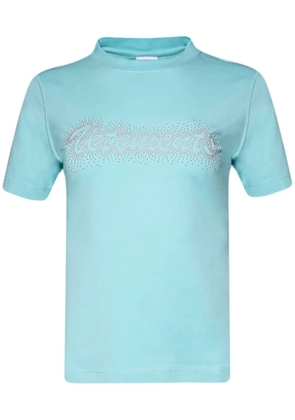 VETEMENTS rhinestone-logo crew neck T-shirt - Blue