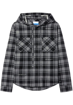 Off-White checked hooded shirt - Grey