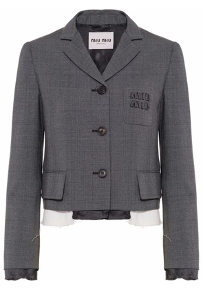 Miu Miu single-breasted Prince of Wales check blazer - Grey