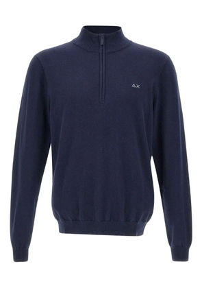 Sun68 embroidered-logo half-zip sweater - Blue