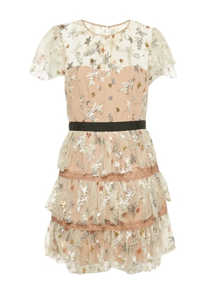 Self-Portrait star-embroidered mini dress - Neutrals