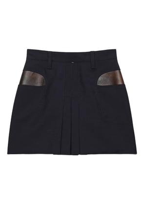 Prada leather-pocket pleated mini skirt - Blue