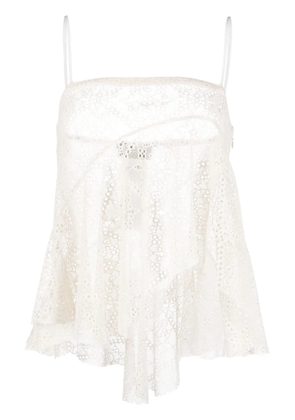 DSQUARED2 broderie-anglaise draped strapless top - Neutrals