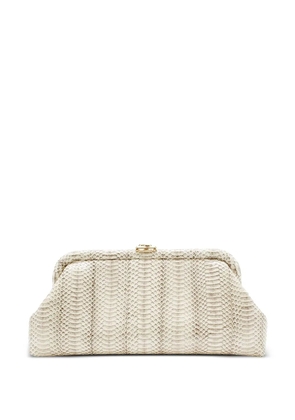 Jimmy Choo Skylar snakeskin-effect clasp clutch bag - Neutrals