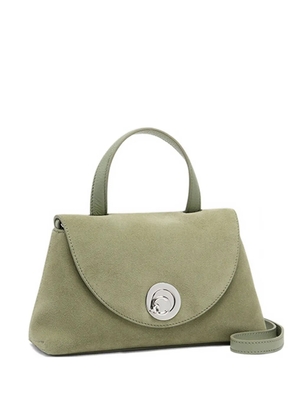 Coccinelle small Nikla circular-lock suede tote bag - Green