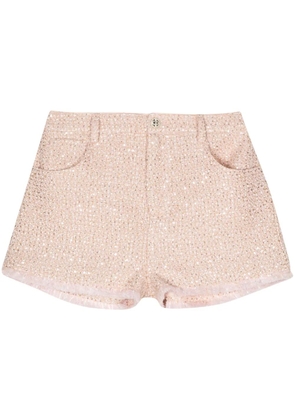 TWINSET sequin-embellished bouclé shorts - Pink