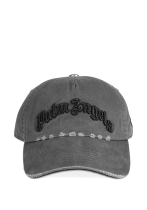 Palm Angels logo-embroidered distressed baseball cap - Grey