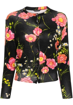 Balenciaga floral-print wool cardigan - Black