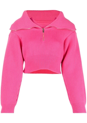 Jacquemus zip-up neck cropped jumper - Pink