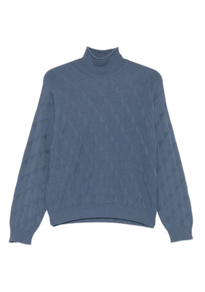 Emporio Armani high-neck diamond-pattern sweater - Blue