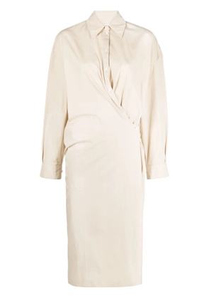 LEMAIRE Twisted midi shirt dress - Neutrals
