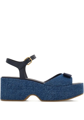 Ferragamo 70mm bow-detail platform sandals - Blue