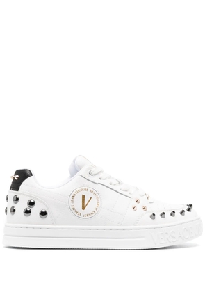 Versace Jeans Couture spiked stud-design leather sneakers - White