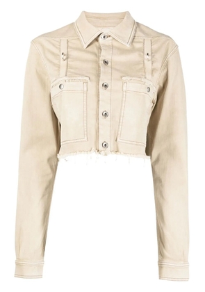 Rick Owens raw-cut cropped shirt jacket - Neutrals