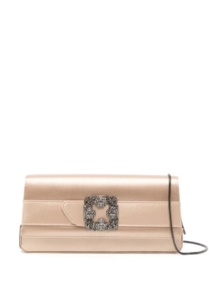 Manolo Blahnik Gothisi crystal-embellished clutch bag - Neutrals