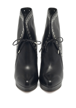 Alexander McQueen Pre-Owned horn-heel eyelet ankle boots - Black