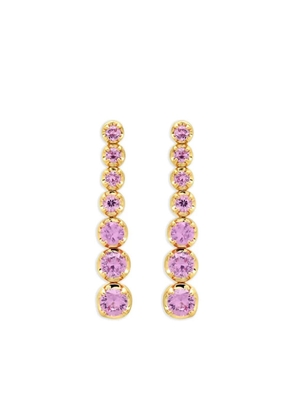 Jennifer Meyer 18K yellow gold graduated pink sapphire tennis stud earrings