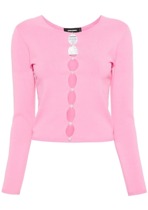 DSQUARED2 faux-pearl cut-out cardigan - Pink