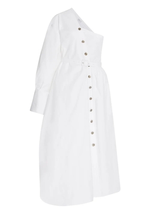Rosetta Getty asymmetric one-shoulder midi shirt dress - White