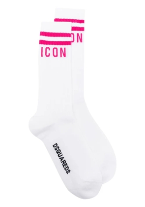 DSQUARED2 intarsia-knit logo ribbed socks - White